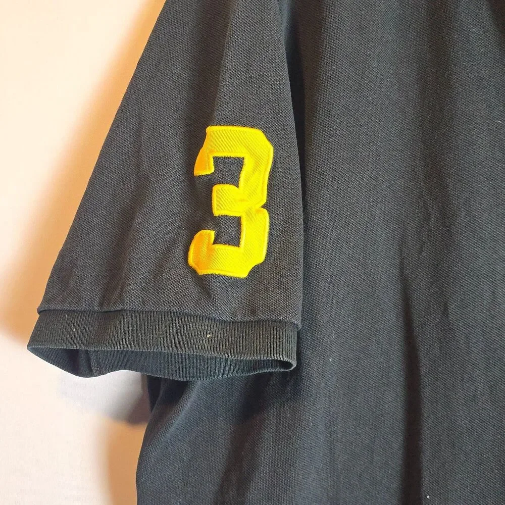 Polo Ralph Lauren Big Pony #3 Black Short Sleeve Rugby Shirt Custom Fit Large XL - Picture 6 of 16